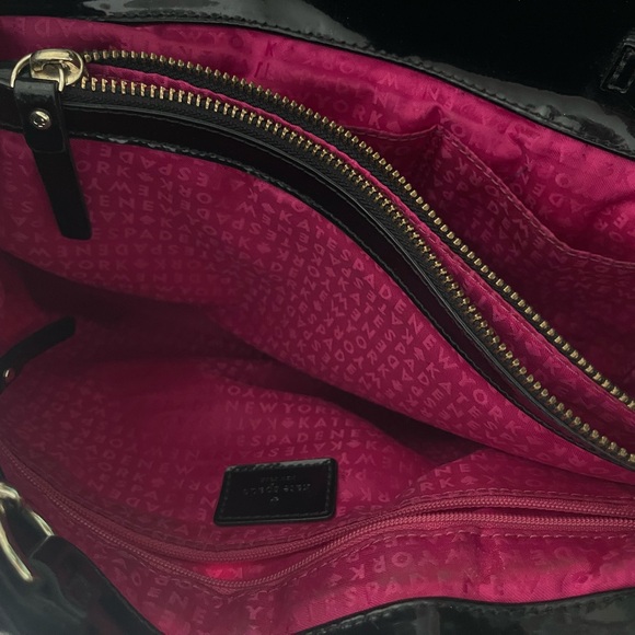 Kate Spade Leopard Print Tote Bag Black Patent Trim Chain Shoulder Purse - Picture 4 of 9